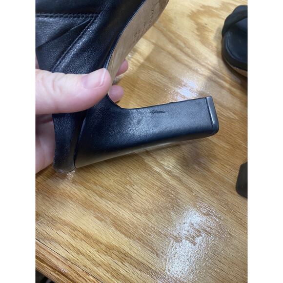 Vince Vero Cuoio Quinn Women 11M Black Leather Slip-On Open Toe Block Heel Mules - Picture 8 of 10